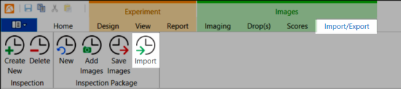 Import button on Import/Export tab